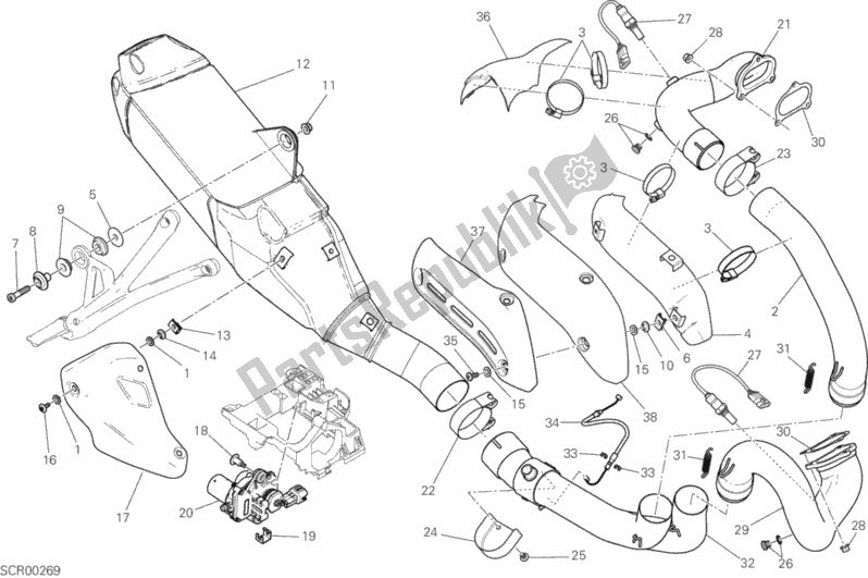 Toutes les pièces pour le Système D'échappement du Ducati Monster 821 Dark 2020